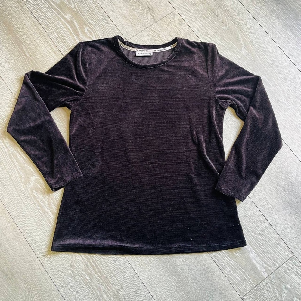 Bear Paw Base Layer 2-pc Set Corduroy Velvet Crew Neck Top With Pants Sz L Soft